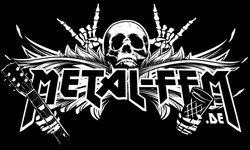 Metal FFM – Totenkopf, Gitarren und Schriftzug